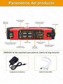 Arrancador De Batería Auto 1000a Con 28000mah Powerbank