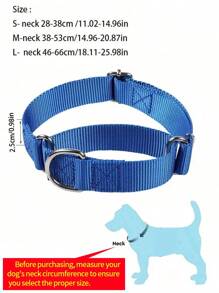 狗颈绳，适合户外散步，可调节狗颈绳，坚固的马丁格尔尼龙狗项圈，可调节柔软小狗宠物项圈，适用于小型大型犬训练控制，防止滑落 - 彩色 - 查看 3