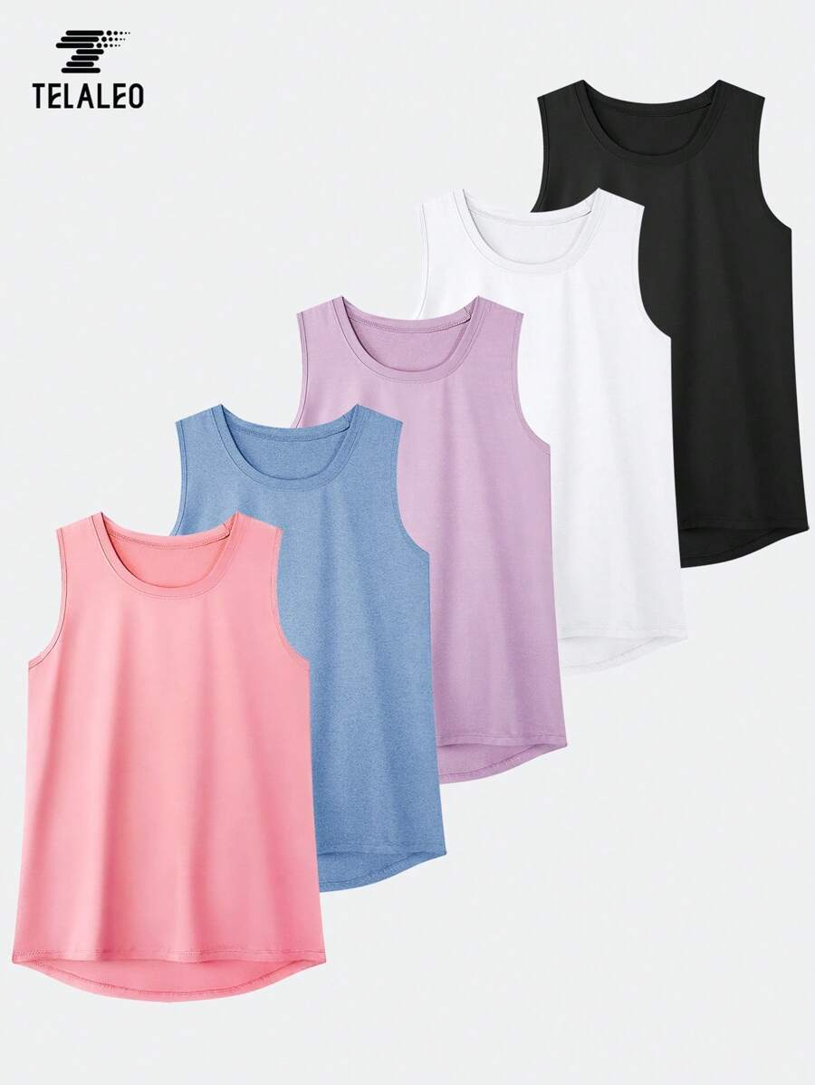 TELALEO 5 Packs Workout Tank Tops For Women Sleeveless Athletic Yoga Gym Tank Tops Loose Fit Sports Shirts - Multicolor - View 1