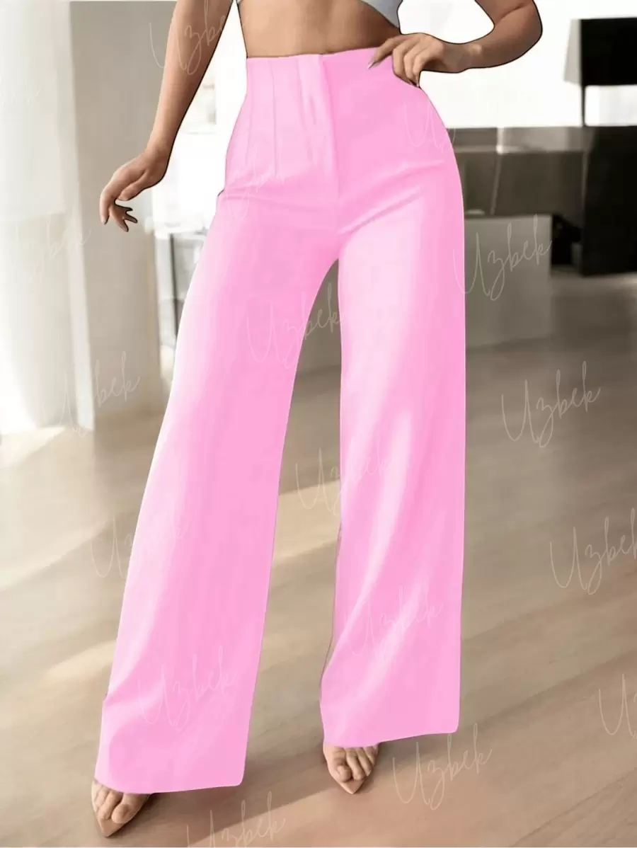 Bell-Bottom Pleated Trousers. - 粉色 - 查看 1