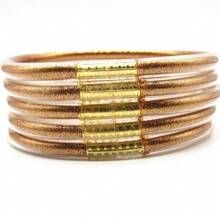 5Pcs/Set Shiny Buddhist Bracelet Color Stuffed Jelly Silicone Bangles - 5pcs 65mm - View 14