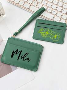 1PC Coin Wallet Multi-Function Portable Mini Card Bag Two-Piece Set Solid Color PU Leather Wallet Personalized Text Customization For Women Wallet Mini Wallet Purse Wallet Wristlet Wallet Wallet Card Wallet - Multicolor - View 7