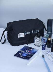 1pc Customizable Expandable Men's Toiletry Bag, Personalized Embroidered Text Storage Pouch, Portable Travel Cosmetic Bag, Large Capacity Grooming Kit, Wet & Dry Separated Wash Bag, Suitable For Daily Use And As A Gift For Family, Friends, Father, Christmas, Easter, Father's Day, Valentine's Day, Birthday - Multicolor - View 6