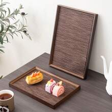 2pcs Tray & Placemat Set, Brown Premium Serving Tray Set