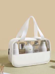 Large Capacity Patchwork Makeup Bag, Portable Cosmetic Travel Organizer Bag - Multicolor - View 8