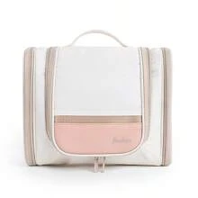 Travel Toiletry Bag - Polyester, Dual-Zipper Design With Hanging Hook