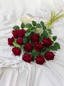 10 PEZZI Mazzo di rose artificiali autunnali, decorazione per San Valentino, decorazione per matrimonio, fiore da tenere in mano per spose, fiore da polso, materiale per decorazione di casa, sala da pranzo, camera da letto, vaso, materiale per DIY, torte di compleanno, regali di San Valentino e Capodanno, accessori per servizi fotografici