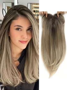 [22-Zoll Geradlinige Perücke Wig Block] Elegante 22-Zoll geradlinige Perücke Wig Block für Frauen, Hitzebeständige Faser, helles Braun bis Schwarz verlaufend, Volumen-Haarteil für mittleres Alter, einfach zu tragen, ideales Weihnachtsgeschenk