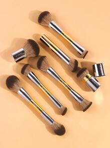 MAANGE 7-delige set make-upkwasten van volledig aluminium, blush, foundation, poeder, contouren, modelleren en highlighterkwasten, essentiële make-uptools met zacht haar en pluizig voor eenvoudig meenemen, kwast voor op reis, cadeau voor vrouwen en meisjes