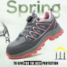 Women's Lightweight Steel Toe Breathable Safety Shoes, Anti-Smash Anti-Puncture Soft Industrial Work Shoes With Comfortable Protection, Pink ,Steel Toe Work Shoes For Men