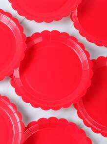 Platos de papel desechables con pétalos rojos de 7/9 pulgadas, suministros para fiestas, platos de fiesta desechables, decoraciones para fiestas, reuniones de fiestas de cumpleaños, fiestas de regalos, decoraciones de eventos de celebración - Rojo - Ver 5