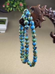 8 毫米畅销天然绿松石项链，彩色绿松石串珠项链，时尚珠宝男女通用礼物 - 項鍊 - 查看 1