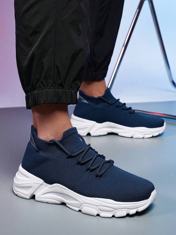 أحذية رياضية للرجال للخروج والاستخدام اليومي، أحذية ذات كعب منخفض مريحة وقابلة للتنفس، أحذية رياضية موضة للجري، باللون الأزرق