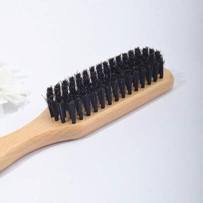 男女通用猪鬃毛发刷/胡须刷 - 无香型专业美发造型刷，适合浓密/稀疏发质，可清洁渐变发型和电动理发器，打造柔顺发型，是理发店、美容院和旅行的必备品。