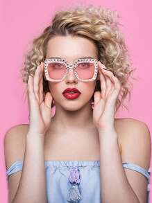 Forever & Moment 2pcs 70s Disco Accessories, Women's Disco Costume Jewelry, Sparkly Necklace And Glasses - Multicolor - View 3