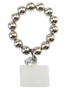 1pc Electroplated Silver Beaded Phone Lanyard And Phone Case Strap With Silver Plated Handmade Beaded Pearl Strap, Short Style, High-End Design Gifts For Mother, Family, Friends, Birthday, Holiday Phone Charm, Phone Chain - Silver - View 7