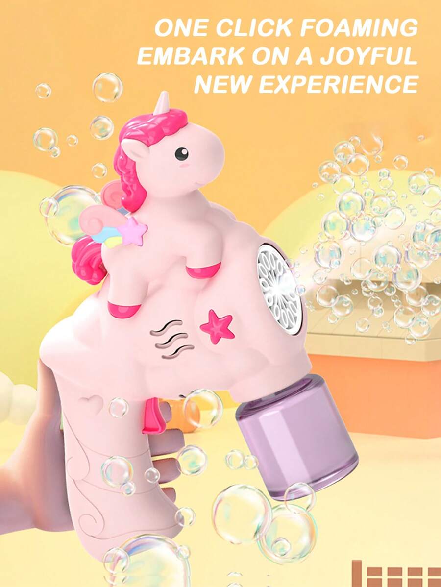 自动手持独角兽泡泡机 - 儿童电动泡泡吹器玩具，享受夏日乐趣，男孩和女孩的生日派对礼物