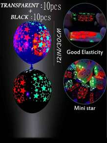 10/20/30/100pcs UV Neon Balloons, Glowing Neon Fluorescent Balloons In The Dark, Neon Latex Balloons, Used For Birthdays, Weddings, And Glowing Party Supplies - Multicolor - View 5