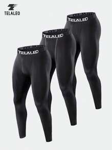 TELALEO 3Pcs Men's Compression Pants Leggings Sports Tights Performance Athletic Baselayer Workout Running