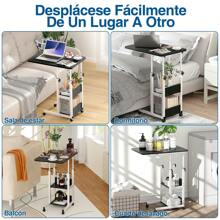 Mesa para Laptop Altura Ajustable con Ruedas, Mesa Lateral Móvil Multifuncional para Hogar y Oficina - Negro - Ver 7