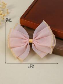 1 pieza Accesorio para el cabello con lazo de tul y borde dorado, estilo versátil, toque delicado para niñas, Charm único para ceremonia de primavera, fiesta - Multicolor - Ver 4