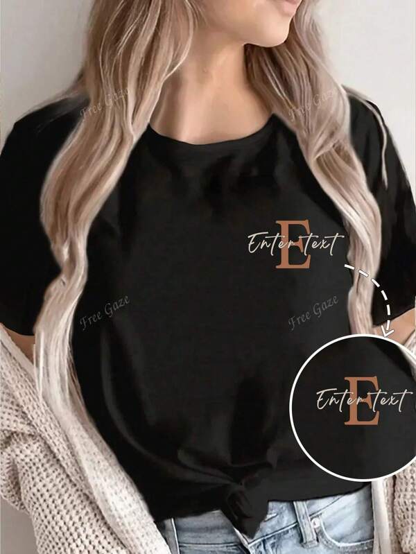 Customized Loose T-Shirt With Text, Customize Family Reunion, Group, Your Text & Photos / Couples / Family / Pets / Friends Music Festival, Autumn Wear, Women Tops, Fall, Black Tee, White Tee, Holiday Gift, Valentine's Gift, Anniversary Gift, Wedding Gift, Best Friend Gift, Music Festival Ornamental, Unique,Custom,Ideal Gifts For Her,Family,Friends,Pink Girls,For Holiday,For Vacation,For Anniversaries