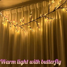 1 pieza Luces de rama de sauce flexible de 54 LED, multicolor, decoración de mariposa DIY, 8 modos de iluminación, luz de árbol de mariposa con alimentación por USB, rama de planta artificial de 1,8m/70,87 pulgadas para lámpara de pared interior, regalo perfecto para Navidad, Día de la Madre, Día de San Valentín, Halloween, cumpleaños, decoración del hogar