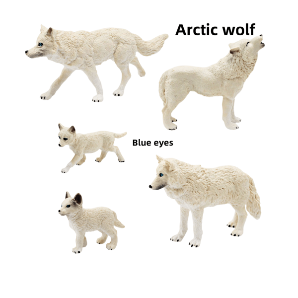 Modelo realista de lobo blanco, lobo ártico aullando caminando cachorro de colección de adornos para escritorio