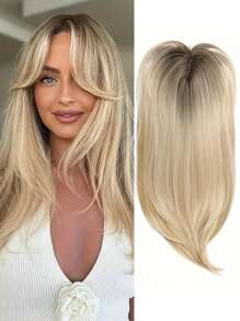 [22-Zoll Geradlinige Perücke Wig Block] Elegante 22-Zoll geradlinige Perücke Wig Block für Frauen, Hitzebeständige Faser, helles Braun bis Schwarz verlaufend, Volumen-Haarteil für mittleres Alter, einfach zu tragen, ideales Weihnachtsgeschenk