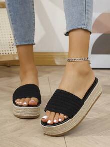 2025 New Vintage Crochet Embroidered Platform Slip-On Sandals