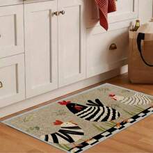 Tappeto in materiale spugnoso 3D con stampa stile rurale di animali e polli, tappeto per pavimento di stanza, tappeto da cucina, tappetino da bagno ad asciugatura rapida, decorazione per la casa in cucina - Multicolore - Visualizzare 6