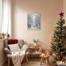 1 Pc Canvas Painting, Snow Winter, Lights, Trails , Wooden Framed Art,High Quality ,Ickness 2.25cm/1inch  Wall Art Prints Poster Direct Hanging Decor For Home Gifts,Living Room, Bathroom, Bedroom, Kitchen,Bar,Office