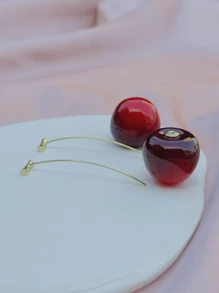 1 par de brincos de frutas vermelhas de cereja para mulheres, Design doce, versátil, pessoal e fashion para uso cotidiano