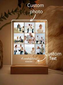 1 pièce Veilleuse photo acrylique personnalisée avec photo imprimée, idéale pour commémorer des moments spéciaux, cadeaux d'anniversaire, cadeaux, personnalisés parfaits pour les amis, la famille et les êtres chers. Multifonctionnel pour les mariages, la maison, le jardin, le bureau, les anniversaires, la Saint-Valentin, la Fête des mères, les anniversaires, la Fête des pères, les remises de diplômes, les mariages, les pendaisons de crémaillère, la vie d'été tranquille, l'artisanat personnalisé, le vintage, la décoration de Noël, de haute qualité