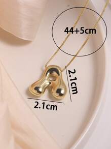 Stainless Steel & Copper Bold Letter Balloon Bubble Letter Pendant Necklace, Women Jewelry - Gold - View 3