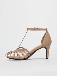 Fashionable Hollow-Out High Heel Sandals For Women, Sexy Peep Toe Party Dress Pumps, Suitable For Spring Summer - Apricot - View 6