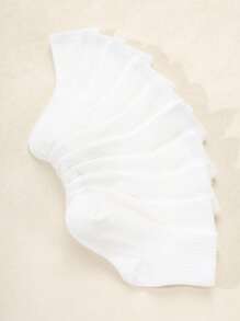 10pairs/Set Teenager Sporty Long Tube Socks Crew Socks White Socks - Multicolor - View 3