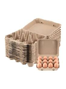 6-pack äggkartonger i lösvikt - 3*4-modell ägglåda Återanvändbara äggkartonger i kartong, 12 st, dussin hönsäggslådor Tom äggbricka Ägghållare för pulp och ägg - Grå - Visa 6