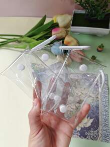 3PCS Solid Color Clear Minimalist And Casual Waterproof Storage Bag Small PVC Clear Mini Female Purses Women Kids Girls Key Earphone Coin Storage Bags Wallet Pouch Transparent Coin Purse With Handle Portable Mini Bag Lightweight Clear Bag For Travel And School For Men And Women Travel Accessories