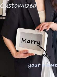 1pc Customized Women's Toiletry Bag, Transparent Travel Makeup Pouch, Large Cosmetic Organizer, Cute Makeup Case With Clear Window And Golden Zipper