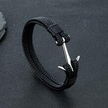 1pc Fashionable Black Double-Layer Leather Arrow Bracelet, Woven Leather Cuff Bracelet, Gift For Boyfriend - Arrow Type - View 5