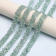 1pc Self-Adhesive Resin Diamond Strip Apparel Accessories Rhinestone DIY Supplies - Green - View 3