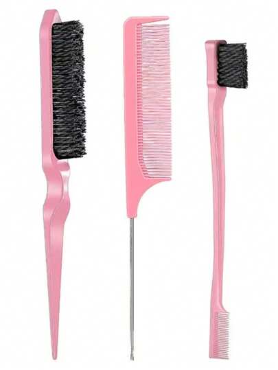 KIT PENTE SEPARADOR DE MECHA + ESCOVA BABY HAIR + ESCOVA 3 FIELIRA