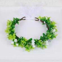 1 Stück verstellbarer Kranz aus synthetischen Blättern und Blumen, Eukalyptus Blumenkranz Haarband für Frauen, Blumenmädchen, Boho-Stil, Party, Fotoshooting, Feiertage, Hochzeit, St. Patrick's Day