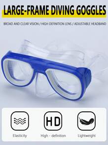 超大潜水面罩，户外运动防雾防水，水上运动，游泳防雾防水硅胶游泳镜，适合游泳训练和休闲，节日礼物 - 彩色 - 查看 1