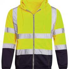 Herren-Kapuzenpullover mit reflektierenden Streifen, Hygiene-Arbeitskleidung, Fleece, farbblockierter Reißverschluss, Arbeitsversicherungsanzug, Winterkleidung