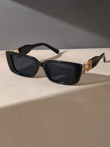 1pair Vintage Plastic Frame Geometric Eyeglasses Shades With Changeable Legs For Outdoor Travel Fashionable Decorative Fashion Glasses Shades Beach Accessories Beach Accessories For Women Man Glasses Shades Basics Women Man Outfits Clothes Business Casual Gifts Chain