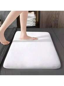 1pc Premium Thickened Flannel Absorbent Bath Mat, Simple Design Machine Washable Quick Drying Bathroom Non-Slip Doormat