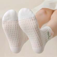 5 Pairs Breathable Mesh Floral Print Cute Princess Style Girls Socks, Soft & Comfortable Casual Versatile - Multicolor - View 3