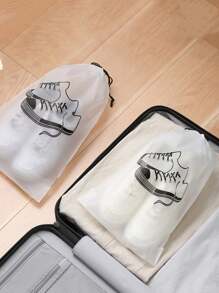 5pcs,Shoe Storage Bag, Home Travel Frosted Drawstring Pocket, Student Dormitory Dust-Proof And Moisture-Proof Transparent Bag, Travel Portable Portable Drawstring Mouth Finishing Bag